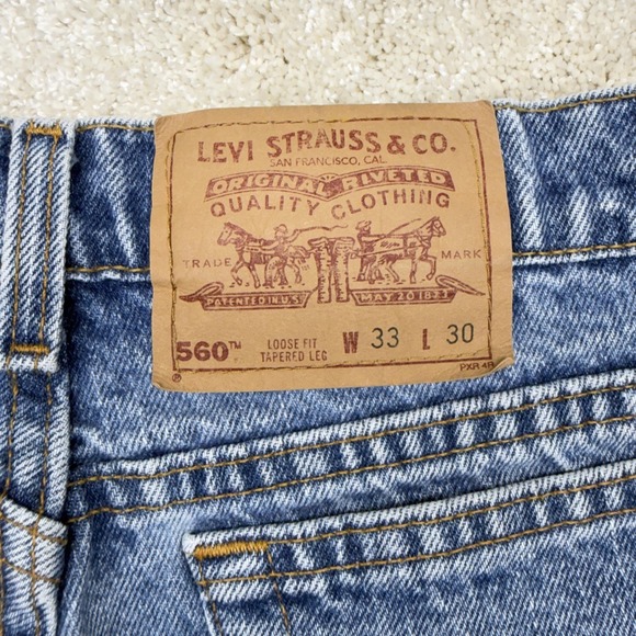 Vintage Levi's 560 Jeans Mens 33x30 Blue Denim Loose Fit Tapered Leg USA 90s - Picture 7 of 14